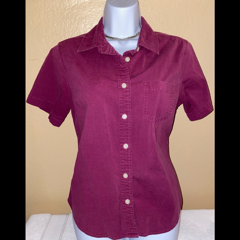 Sonoma Magenta Button Down Top